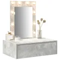 Table de Maquillage Murale avec Lumières LED Gris Béton