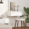 Table de Maquillage Murale avec Lumières LED - Blanc