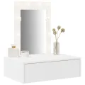 Table de Maquillage Murale avec Lumières LED - Blanc