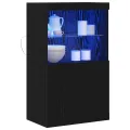 Buffet  avec lumières LED Chêne Noir 60x37x100 cm