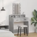 Coiffeuse  avec lumières LED grise en béton 79x41x140 cm