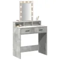 Coiffeuse  avec lumières LED grise en béton 79x41x140 cm