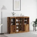 Buffet avec lumières LED Bois ancien 142.5x37x100 cm Bois d'ingénierie
