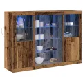 Buffet avec lumières LED Bois ancien 142.5x37x100 cm Bois d'ingénierie