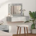 Table de Maquillage Murale avec Lumières LED Gris Béton