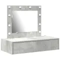 Table de Maquillage Murale avec Lumières LED Gris Béton