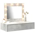 Table de Maquillage Murale avec Lumières LED Gris Béton