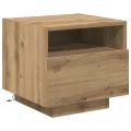 Table de chevet  avec lumières LED Chêne Artisan 40x39x37 cm