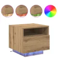 Table de chevet  avec lumières LED Chêne Artisan 40x39x37 cm