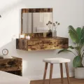 Table de maquillage murale en chêne fumé 83x40x70 cm