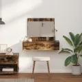 Table de maquillage murale en chêne fumé 83x40x70 cm
