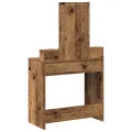 Table de Maquillage avec Éclairage LED - Style Bois Vintage, 79x41x140 cm
