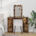 Coiffeuse avec Lumières LED Chêne Fumé 102x33x135 cm