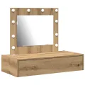 Table de maquillage murale avec lumières LED Chêne artisan