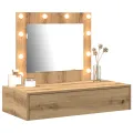 Table de maquillage murale avec lumières LED Chêne artisan