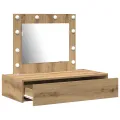Table de maquillage murale avec lumières LED Chêne artisan