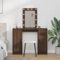 Coiffeuse  avec lumières LED Chêne brun 102x33x135 cm