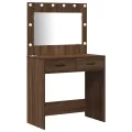 Set de coiffeuse 3 pièces avec LED en chêne noir en bois stratifié