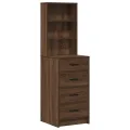Set de coiffeuse 3 pièces avec LED en chêne noir en bois stratifié