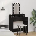 Table de maquillage  avec des lumières LED en chêne noir 79x41x140 cm
