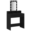 Table de maquillage  avec des lumières LED en chêne noir 79x41x140 cm