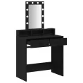 Table de maquillage  avec des lumières LED en chêne noir 79x41x140 cm