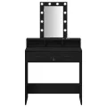 Table de maquillage  avec des lumières LED en chêne noir 79x41x140 cm