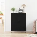 Buffet  Noir Chêne 69,5x34x90 cm Bois d'ingénierie