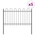 Clôture de jardin  avec sommet en arc gris 8,5x1,2 m en acier