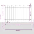 Clôture de jardin  avec sommet en arc gris 8,5x1,2 m en acier