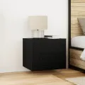 Armoires de chevet  avec lumières LED murales 2 pcs Chêne noir