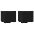 Armoires de chevet  avec lumières LED murales 2 pcs Chêne noir