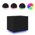 Armoires de chevet  avec lumières LED murales 2 pcs Chêne noir