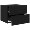 Armoires de chevet  avec lumières LED murales 2 pcs Chêne noir