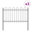 Clôture de jardin  avec un dessus arrondi - Gris - 5,1x1,2 m - Acier