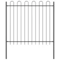 Clôture de jardin  avec un sommet en arc, gris, 3,4x1,5 m en acier