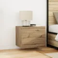 Armoires de chevet  avec lumières LED murales 2 pcs Chêne Artisan