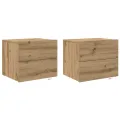 Armoires de chevet  avec lumières LED murales 2 pcs Chêne Artisan