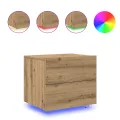 Armoires de chevet  avec lumières LED murales 2 pcs Chêne Artisan