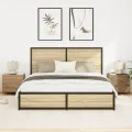 Armoires de chevet  avec lumières LED murales 2 pcs Chêne Artisan