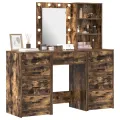 Ensemble de coiffeuse 3 pièces avec LED en chêne fumé en bois d'ingénierie
