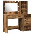 Ensemble de table de maquillage à 2 pièces avec LED en bois ancien