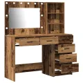 Ensemble de table de maquillage à 2 pièces avec LED en bois ancien