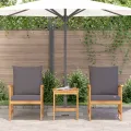 Ensemble de salon de jardin 3 pièces avec coussins en bois d'acacia massif