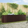 Bac de jardin surélevé marron 320x80x81 cm en acier galvanisé