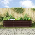 Bac de jardin surélevé marron 320x80x81 cm en acier galvanisé