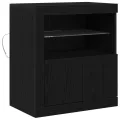 Buffet  avec lumières LED Noir Chêne 60,5x37x67 cm