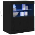 Buffet  avec lumières LED Noir Chêne 60,5x37x67 cm