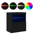 Buffet  avec lumières LED Noir Chêne 60,5x37x67 cm