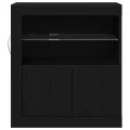 Buffet  avec lumières LED Noir Chêne 60,5x37x67 cm